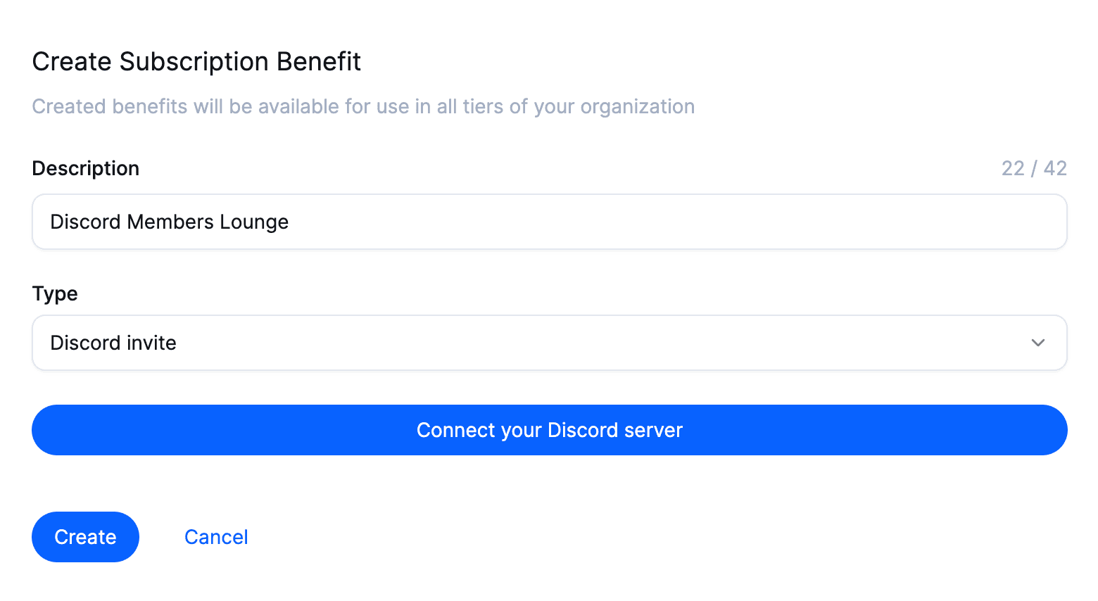 Create Discord benefit